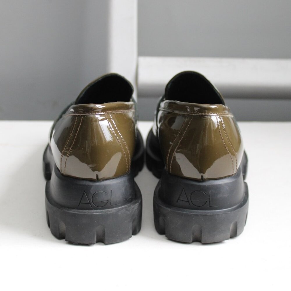 AGL Green Patent Leather Monique Bit Chunky Platform Loafers Size 41 EU / 11 US - Picture 5 of 10